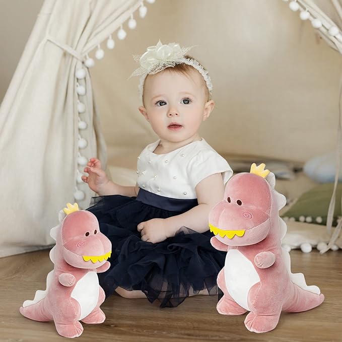 Big Dinosaur Plush Toy,15.7" Dino Stuffed Animal Stuffed Dinosaurs Cute Dino Plush Dino Stuffed Animals Soft Dinosaur Plushie for Boys Girls Kids Baby Pink