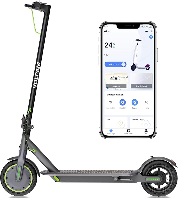 VOLPAM Electric Scooter, 350W/500W Powerful Motor, 8.5"/10" Solid Tires, 19/21Mph, 28/23/21/16 Miles Max Range, Dual Braking