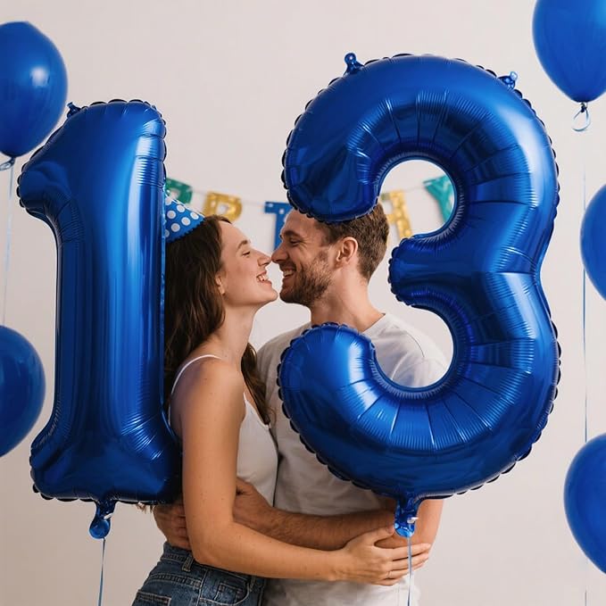 40 Inch Navy blue Number 13 Digital Balloon,Jumbo Mylar Foil Helium Balloon for 13 Balloons for Birthday Party,Wedding Anniversary Party Decorations