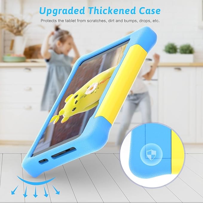 Gleeso Kid Tablets 8 inch Android Tablet for Kids 1280x800 Eye-Caring IPS Touchscreen Upgraded Protective Case 4000mAh Battery (Blue)