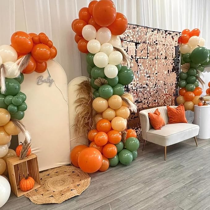 Dusty Green Orange Balloon,Brown Nude Jungle Safari Wild Woodland Balloon, Olive Green Orange Cream Balloons for Neutral Baby Shower Bridal Shower Gender Reveal Birthday Fall Party Decorations