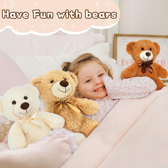 MorisMos Medium Teddy Bear Stuffed Animals, 18 Inch Bulk Teddy Bears Plush for Kids, Medium Size Bears for Nursery, Baby Shower