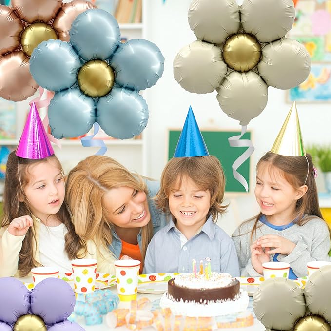 ZHENGYE 10 Daisy Balloons - Flower Mylar Balloons for Baby Shower, Wedding, Birthday Party Decoration Supplies