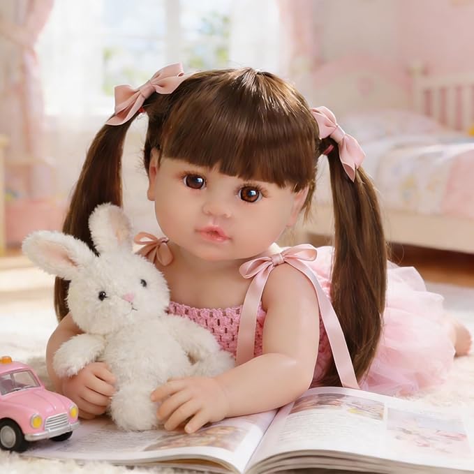 SCOM Lifelike Reborn Dolls Girl -20 Inch Realistic Baby Doll Newborn Baby Dolls，Lifelike Baby Doll Silicone Toddler Clothes Gift Set for Age 3+