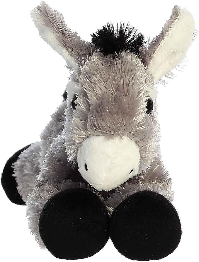Aurora® Adorable Mini Flopsie™ Donkey Stuffed Animal - Mini Companions Ready for Playful Adventures - for Kids All Ages, Toddlers, Adults, and Families - Gray 8 Inches