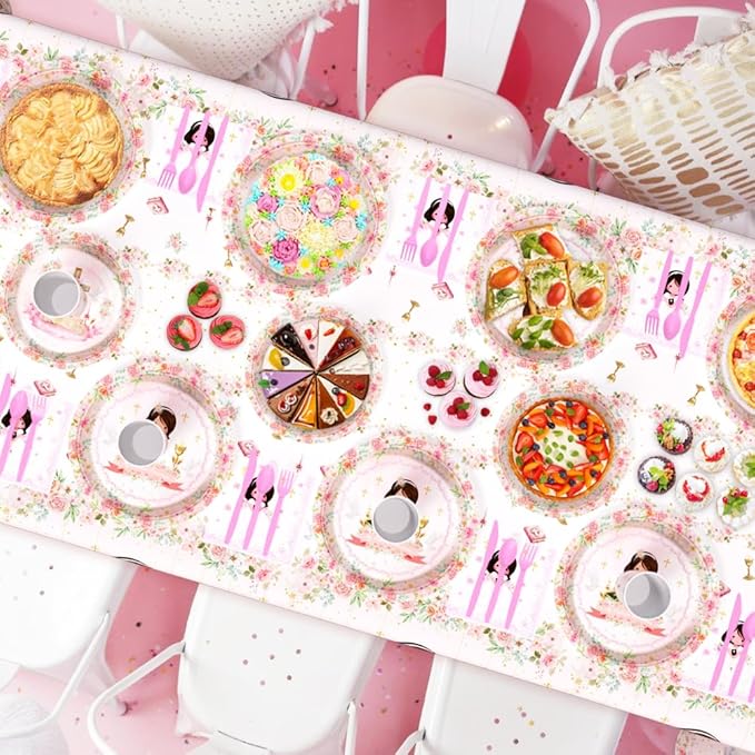 194 Pcs Pink Mi Primera Comunion Party Supplies Decorations for Girl Pink First Holy Communion Party Decorations Disposable Tableware Set with Plates Napkins and Tablecloth Serves 24 Guests