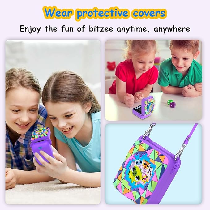 Silicone Case for Bitzee Magicals Digital Pet, Skin Sleeve for Bitzee Magicals Interactive Digital Pet Protective for Girls & Boys with Lanyard (Purple)
