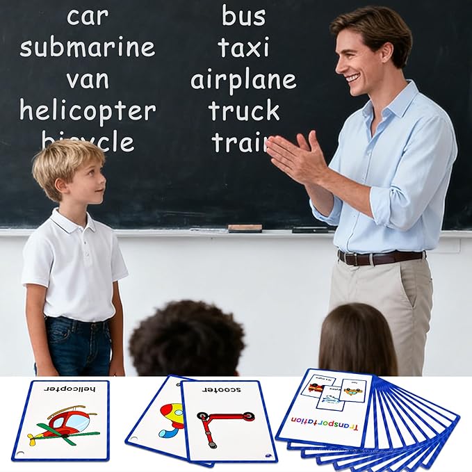 Learning Flashcards Transportation, 18 Different Transportations Educational Cards, Social Learning Card for Kids