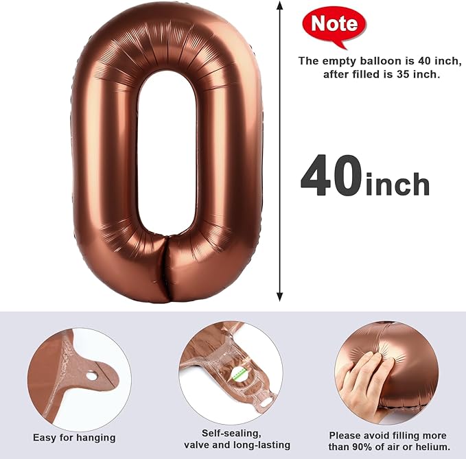 Number Balloons 1, 40 Inch One Balloons for 1st Birthday Girl Boy 1 11 21 Party Decorations Baby Shower Photo Shoot, Coffee Brown 1 Balloon