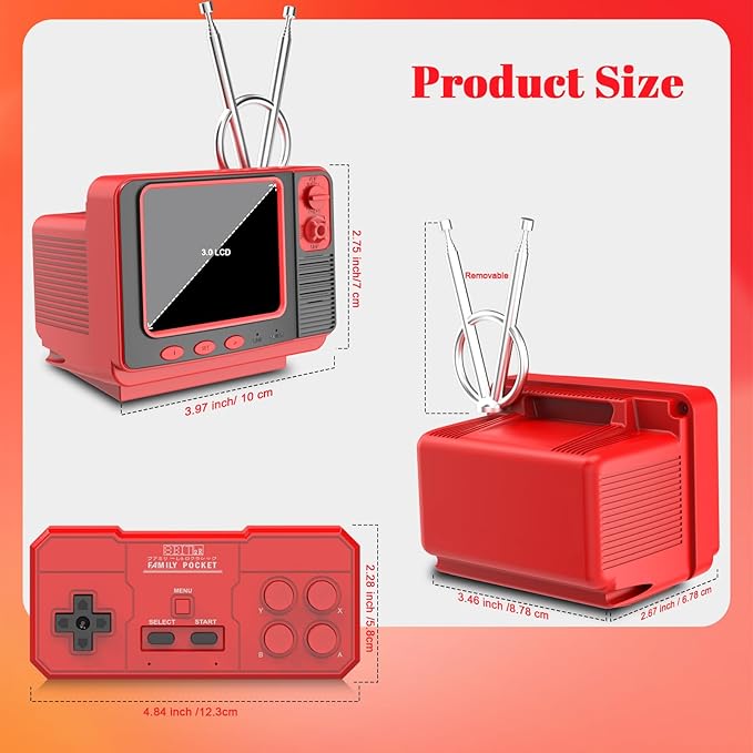 Retro Game Console - JALECO + 168 Classic Games, 2.4G Wireless 2-Player, 3.0 Inch IPS Screen, TF Card Expansion, Great for Kids