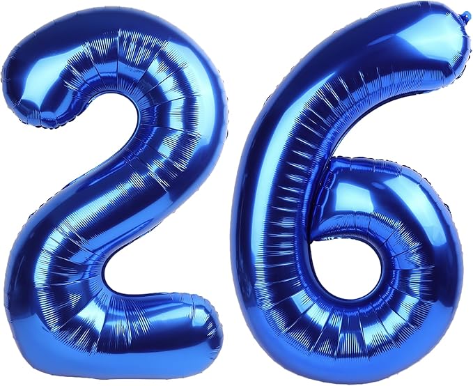 40 Inch Navy blue Number 26 Digital Balloon,Jumbo Mylar Foil Helium Balloon for 26 Balloons for Birthday Party,Wedding Anniversary Party Decorations