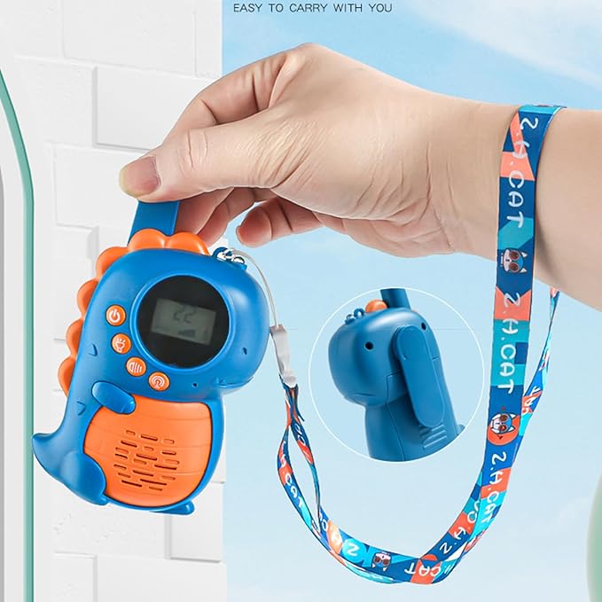 Kids Walkie Talkies Dino Toys for Boys 2 Pack Birthday Gifts for 3 4 5-7 8 Year Old Boys Camping Outdoor Games,Communication Up to 10,000 Feet, LCD Display & Light