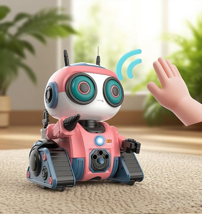 Robot Toys for Boys Girls, Rechargeable RC Robot with Intelligent Programming Function, Gesture Sensing,Auto-Demonstration, Gift for Kids Age 3+(Pink)