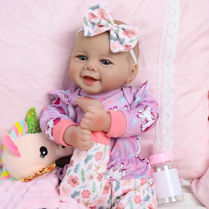 SCOM Baby Doll Girl, 18 inch Realistic Soft Body Baby Doll Real Life Cute Baby with Accessories for 3+ Year Old Gifts