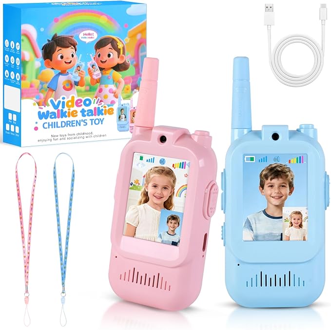 Video Walkie Talkies for Kids with Camera, Long Range Rechargeable Walkie Talkies 2-Pack,Two Way Radios Fun Indoor Outdoor Toys for Camping, Hiking, Family Games for Boys & Girls
