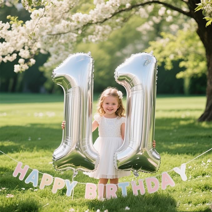 40 Inch Silver 1 Number Balloons Giant number balloons 1 11 12 13 14 15 21st Balloons Silver Birthday Balloons 14th Birthday Anniversary Party Decorations Supplies