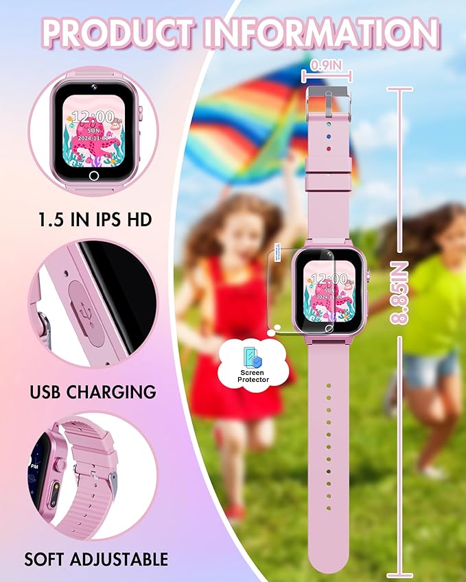 Smart Watch for Kids with Dual Cameras Music Player Educational Birthday Gifts Toys for 6 7 8 9 10 11 12 Year Old Girls