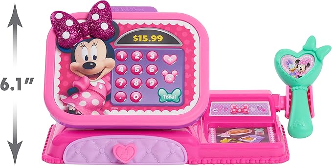 Disney Junior Minnie Mouse Bowtique Cash Register with Sounds, Dress Up and Pretend Play, Kids Toys for Ages 3 Up, Amazon Exclusive by Just Play