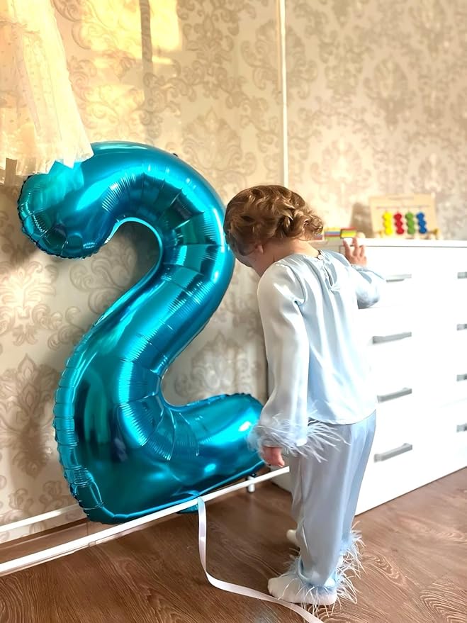 Blue 40 Inch Big Number Balloon Birthday Decoration, Number 2 Helium Balloon 12 20 22 23 24 26 2026 New Years Celebration, Boy Girl Baby Anniversary Party Graduations Supplies Decorations