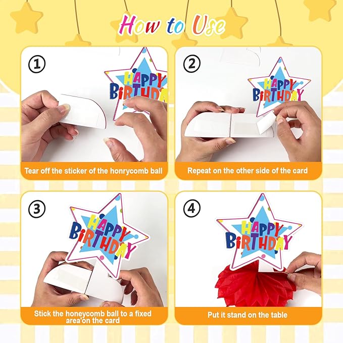 12 Pcs Happy Birthday Party Decorations, Colorful Happy Birthday Decorations, Table Honeycomb Centerpieces Decor Table for Party Supplies for Women Men The Kids' Boys Girls