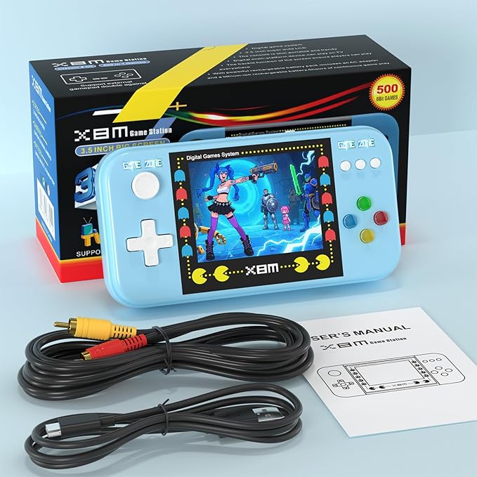 Handheld Game for Kids, Portable Video Game Console with 500 Retro Games, AV Output Old School Systems Plug & Play Video Games for Kids & Adults (Singles Gaming )
