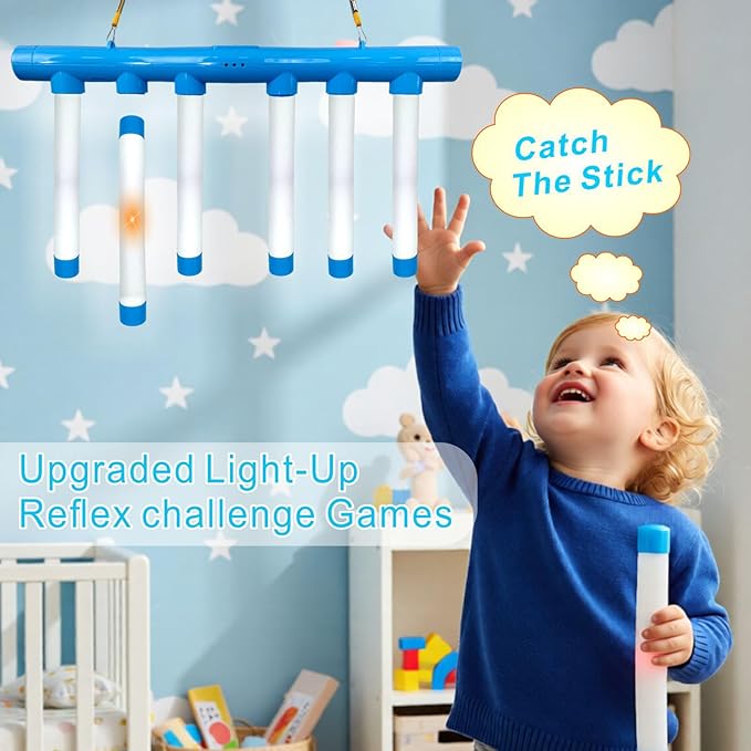 Reflex Drop Sticks Challenge Game with Remote Control - 3 Adjustable Speed Modes, Light-Up Hand-Eye Coordination & Reaction Training Toy, Fun Glowing Catch Falling Sticks Game for Kids and Adults