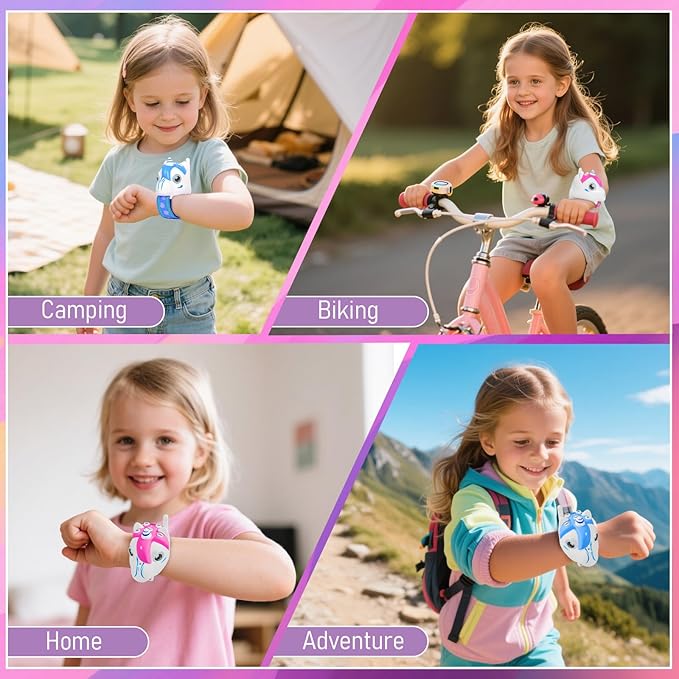 Unicorn Walkie Talkies for Kids, 2 Pack Camping Unicorn Outdoor Toys for Girls Age 3-12 Year Old, 3 Channel Toy Birthday Gifts Easter Halloween Christmas Stocking Stuffers (Pink + Blue)