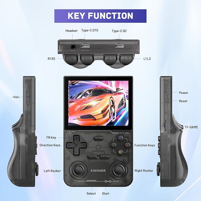 Kinhank K36 Retro Handheld Game Console with 9000+Games,Handheld Retro game console,Mini Emulator Handheld with 64GB TF Card,Portable Gaming Console,3.5 Inch IPS Screen(Black)