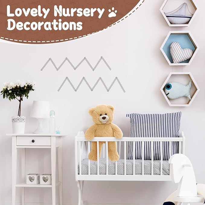 MorisMos Smiling Teddy Bear Stuffed Animals, 13.8 Inch Teddy Bears Baby Shower Decoration Plush, Gifts for Boys Girls Kids, Nursery, Birthday, Party, Brown