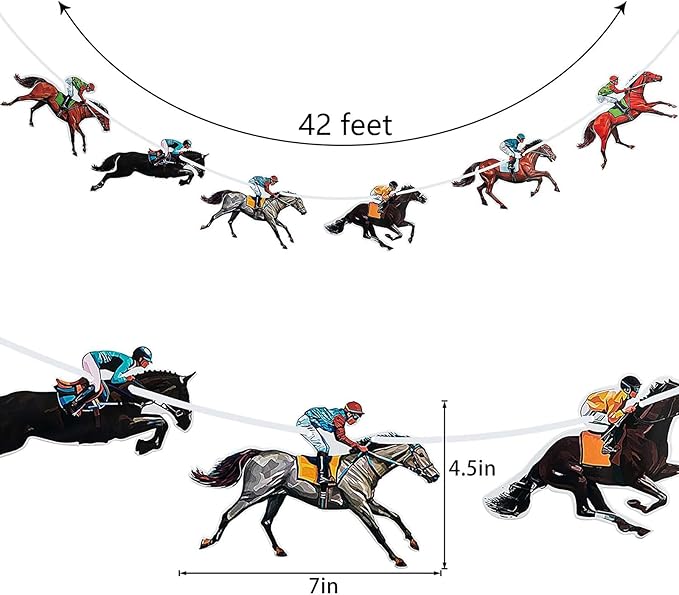 Derby Day Decorations Horse Racing Party Banners Party Supplies Horse Racing Garland Streamers Decorations, Pre-assembled