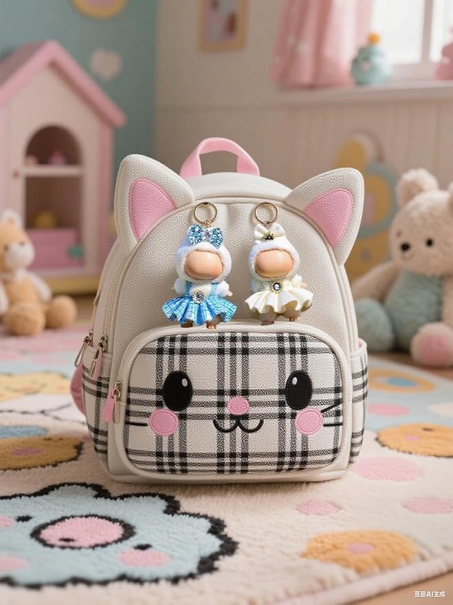 (4-Pack) 17cm Clothes Set, Black & Light Pink & White & Blue Plaid Dress Outfit, Stylish Dress and Hairpin Set for 17cm Doll Dress Up, Adorable Doll Accessories