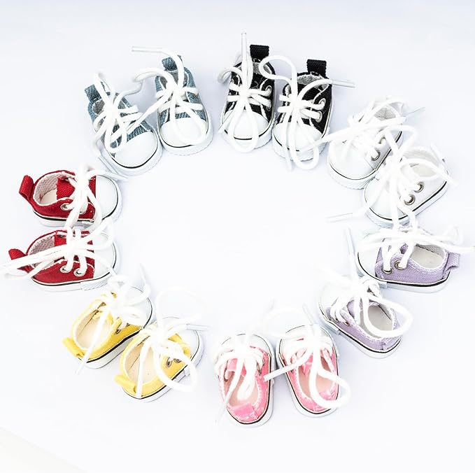 Mini Doll Shoes, 1 Pair Cute Lace Up Canvas Sneakers Compatible for 17cm/15cm Doll Shoes Toy Outfit Accessories Easter Gifts(Pink)