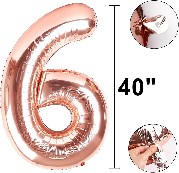 40 Inch Rose Gold Balloon Number 16 Balloon,Jumbo Mylar Foil Helium Balloon for 16 Digital Balloons for Birthday Party,Wedding Anniversary Party Decorations