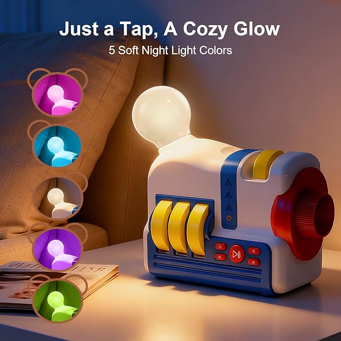 Story Projector for Kids, Bedtime Projector Machine with Voice Narration, 4 Science Themed Story Slides, Adjustable Focus, Night Light, Toy Gift for Toddlers Boys & Girls Ages 3+