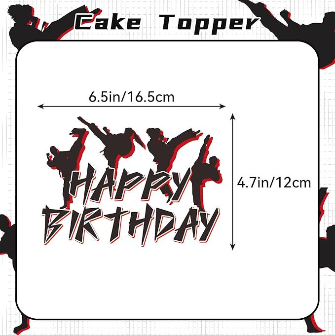 Taekwondo Birthday Party Decorations Karate Party Supplies Includes Karate Taekwondo Birthday Banner Cake Topper Cupcake Toppers Balloons for Men Women Girls Boys Party