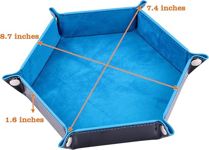 SIQUK 2 Pieces Dice Tray PU Leather Dice Folding Hexagon Tray Dice Holder for Dice Games Like RPG, DND and Other Table Games (Violet, Sky Blue)