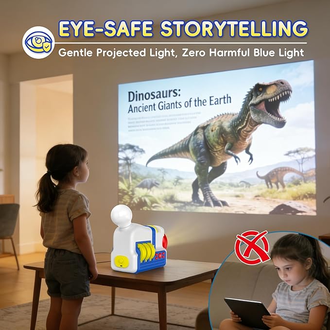 Story Projector for Kids, Educational Story Dream Machine with 32 Stories & 4 Science Cartridges, Audio Books for Toddlers, Night Light & White Noise, Bedtime Story Player
