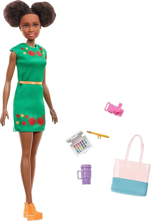 Barbie Travel Nikki Doll, Kitty Ear Brunette Hair, with 5 Accessories