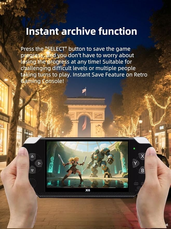 4.3-Inch Retro Handheld Game Console - with Classic Games, Portable Video Game Player with TV Connection, Supports MP4/MP3/eBook Playback, Rechargeable Battery & TF Card Expansion (Black)