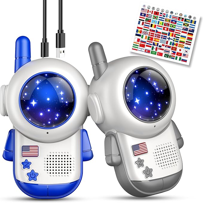 Rechargeable Walkie Talkies Toys for Kids: DIY Astronaut Walkie Talkies for Boys Christmas Birthday Gifts for 3 4 5 6 7 8 9 10 Boy Walkie Talkie Outdoor Hiking Toy 2 Way Radio Camping Outdoor Game