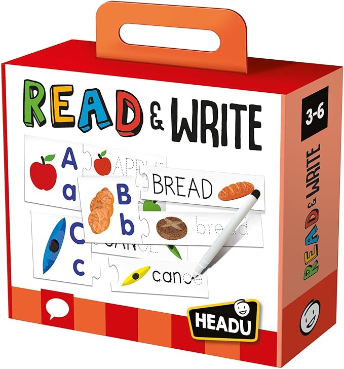 Headu Read & Write – Preschool Learning Activities Ages 3-6, Educational Toys for 3 4 5 6 Year Old Boys Girls, Reusable Letter Tracing for Kids, Learn to Write, Kids Writing Practice, Teaching Games