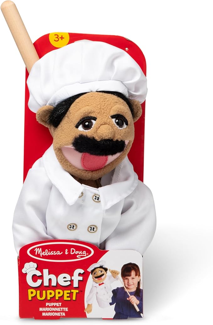 Melissa & Doug Chef Puppet (Al Dente) with Detachable Wooden Rod Pretend Play Chef Puppet Pepe