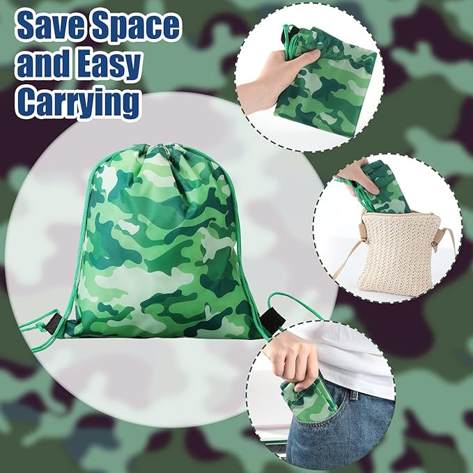 36 Pcs Tie Dye Party Favors Camouflage Drawstring Bag Bulk Camouflage Military Rubber Keychain Silicone Bracelet for Goodie Bag Stuffers Fillers Summer Camping Birthday Party Supplies(Assorted Camo)