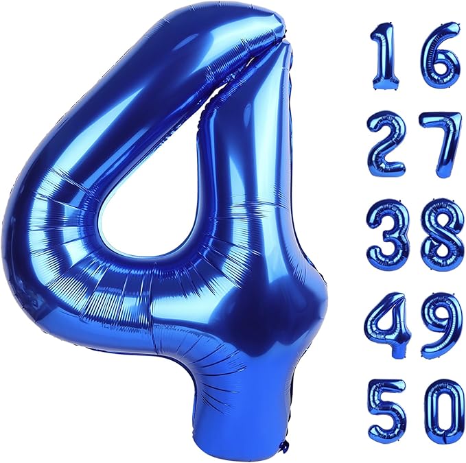Navy Blue Number 4 Balloons 40 Inch Big Foil Number Balloons Giant Balloon 14th 24th for Boys Girls Baby Shower Anniversary Decorations, Photo Backdrop Props