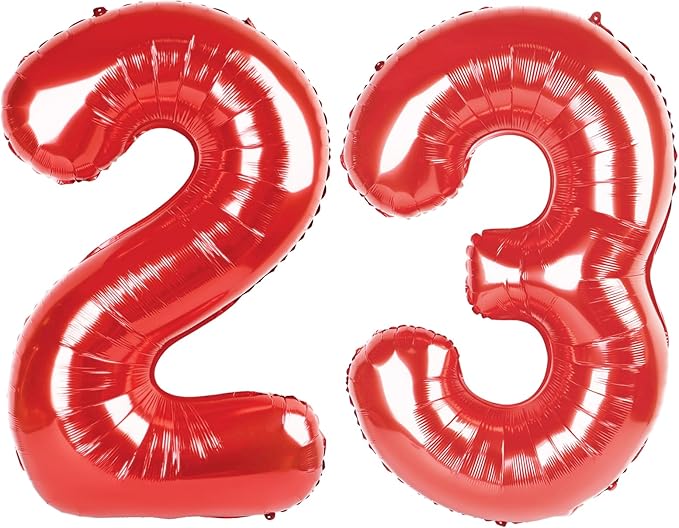 23 Balloon Numbers 40 Inch, Big Foil 23th Birthday Balloons Decorations for Women, Red Number Balloon for 2 3 23 32 Wedding Memorial Day's Graduation Supplies