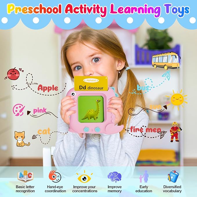 Talking Flash Cards for Toddlers 1-5 Years Old, Pocket Speech Therapy & Autism Sensory Toy with 336 Sight Words, Montessori Educational Learning Device Gift