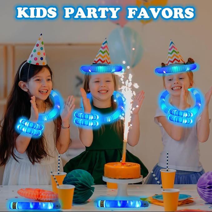 12-24 PCS Blue Glow Sticks for Kids,Light Up Pop Tubes Party Favors for Toddlers,Goodie Bag Stuffer Fillers,Birthday Easter Mardi Gras Parade Throws Non Candy Treats Prizes Toys Gifts for Boys Girls