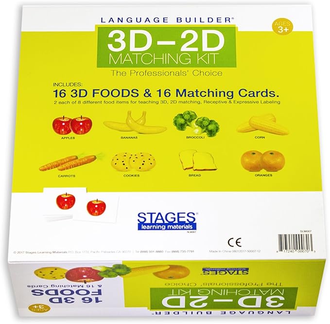 Stages 3D-2D Matching Kit - Language Builder Flashcards with Realistic Toy Figures & Photo Cards for Autism Learning & ABA Therapy