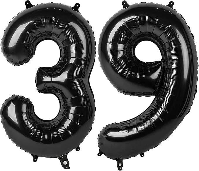 40 Inch Black Number 39 Digital Balloon,Jumbo Mylar Foil Helium Balloon for 39 Balloons for Birthday Party,Wedding Anniversary Party Decorations