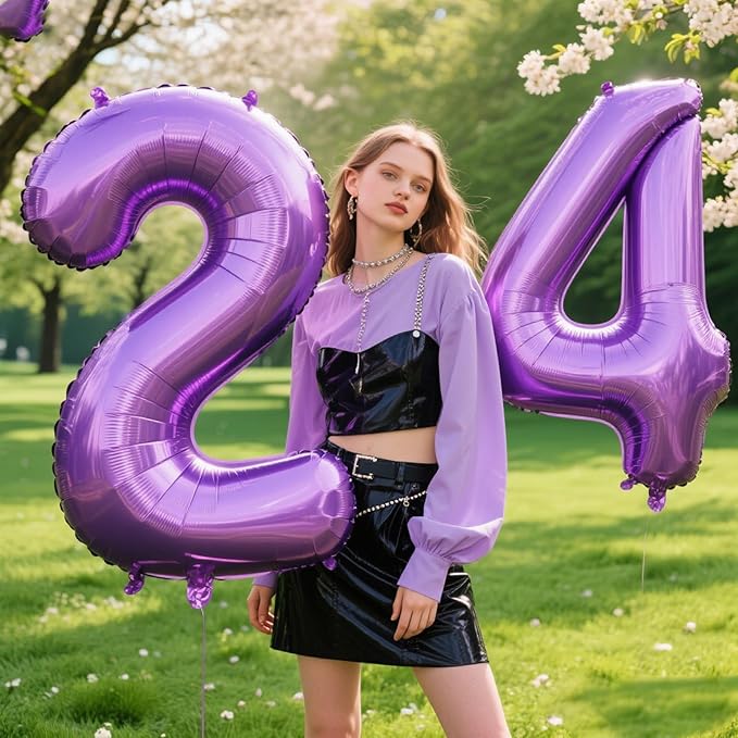 40 Inch Purple Balloon Number 4 Big Foil Helium Giant Mylar Number 4 Balloons for 12 20 23st Birthday Anniversary Party Decorations Supplies